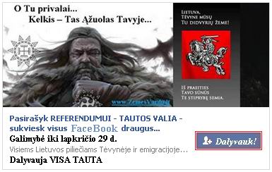 Sukviesk visus FaceBook draugus pasirašyti referendumui TAUTOS VALIA